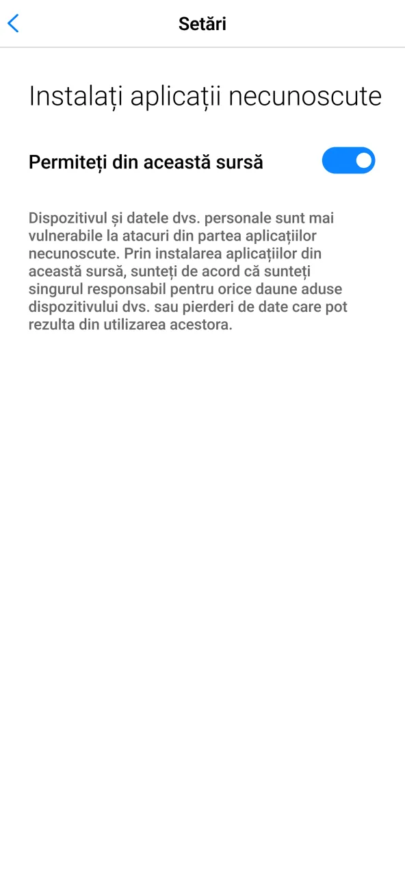 Activează opțiunea pentru instalarea 1win din această sursă.