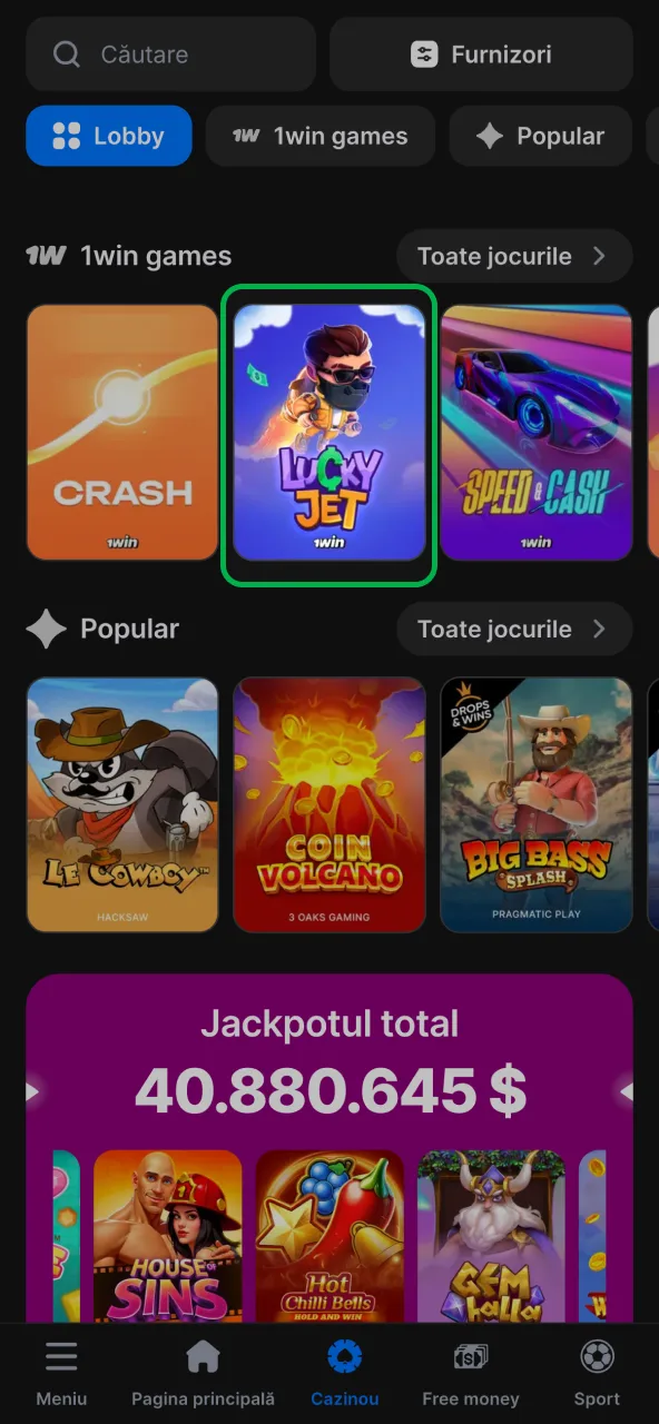 Lansează Lucky Jet pe 1win după preferință.